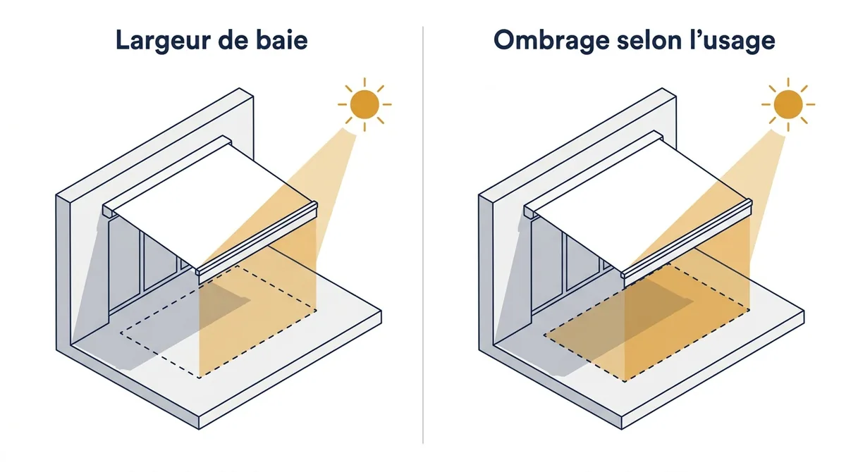 Store banne à Bois-le-Roi : comparaison entre largeur de baie et ombrage adapté à l’usage