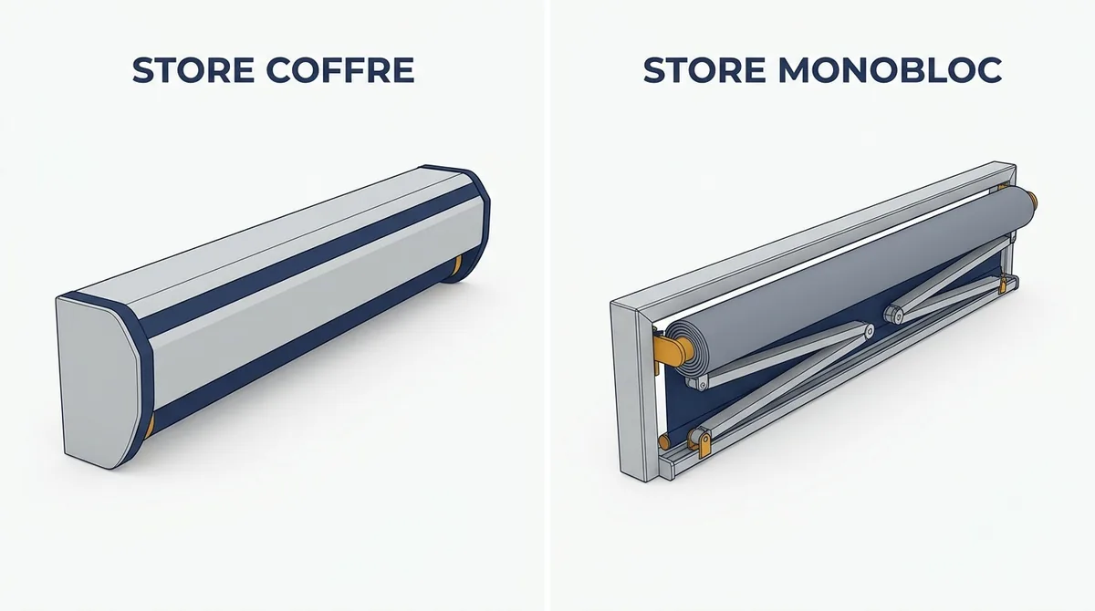 Store banne à Bonneuil-sur-Marne : comparaison du coffre fermé et du monobloc sans enveloppe intégrale