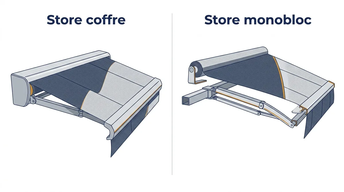 Store banne à Carrières-sous-Poissy : comparaison des structures coffre et monobloc