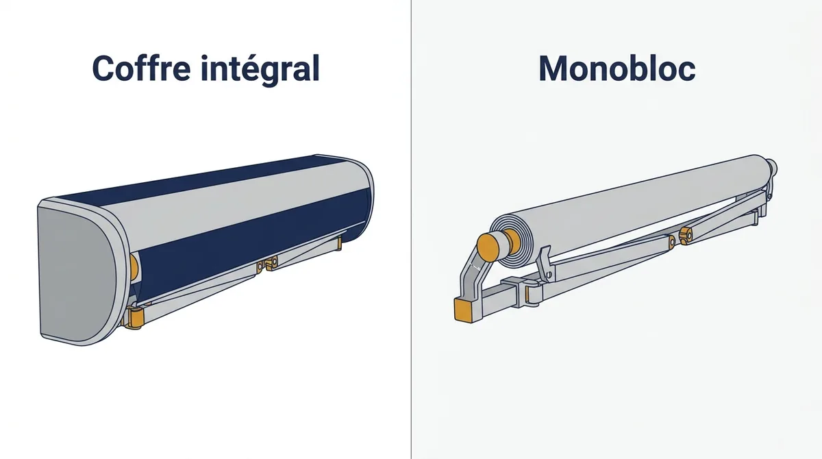 Store banne à Chevry-Cossigny : comparatif du coffre intégral et du monobloc