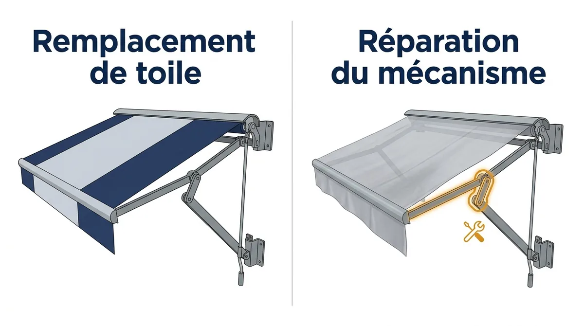 Store banne à Coulommiers : remplacement de toile ou réparation du mécanisme selon le diagnostic