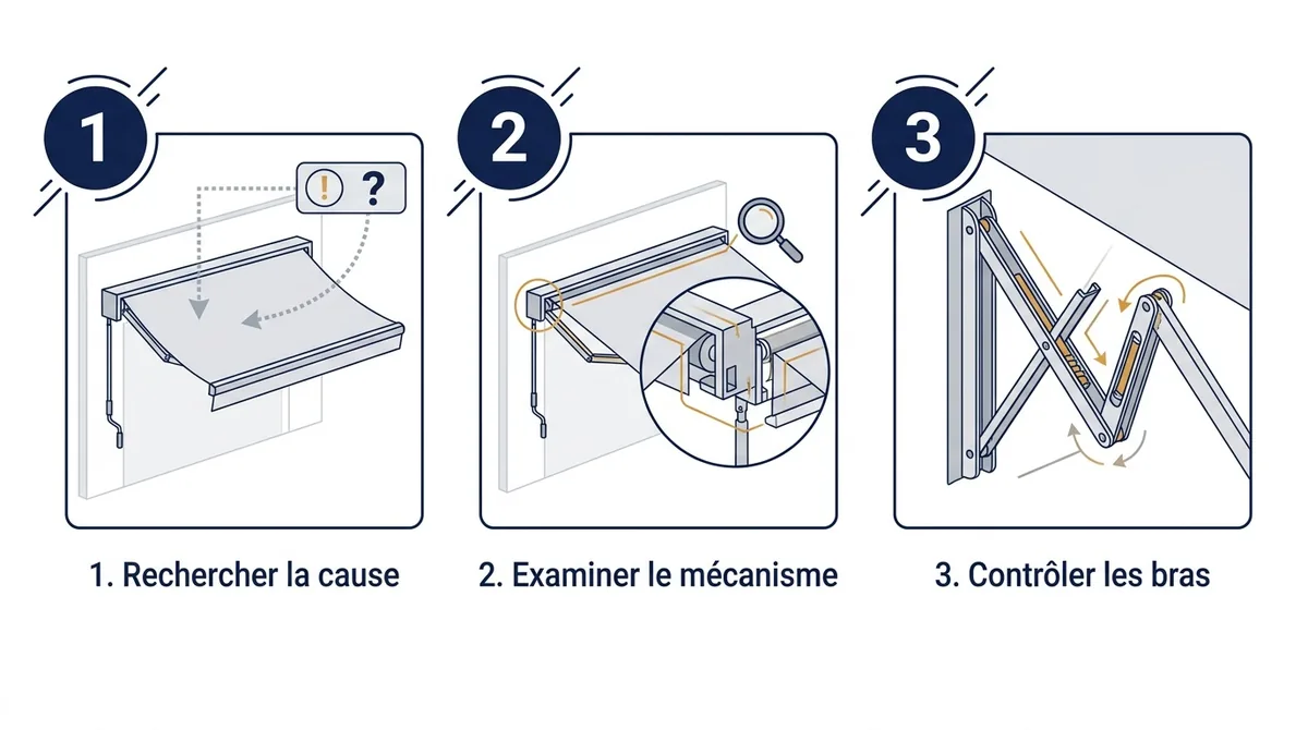 Store banne à Enghien-les-Bains : trois étapes de diagnostic du mécanisme et des bras