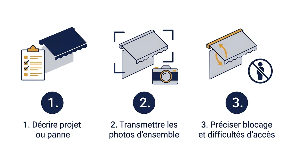 Store banne à Esbly : trois étapes pour préparer une demande de pose ou de dépannage