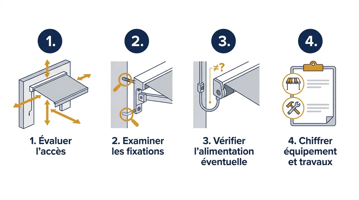 Store banne à Évry-Courcouronnes : étapes de vérification avant l’établissement du devis
