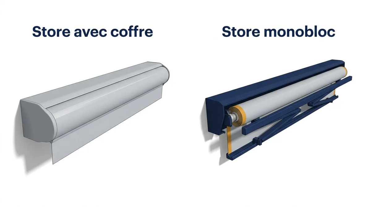 Store banne à Gargenville : comparaison de la protection de la toile entre coffre et monobloc