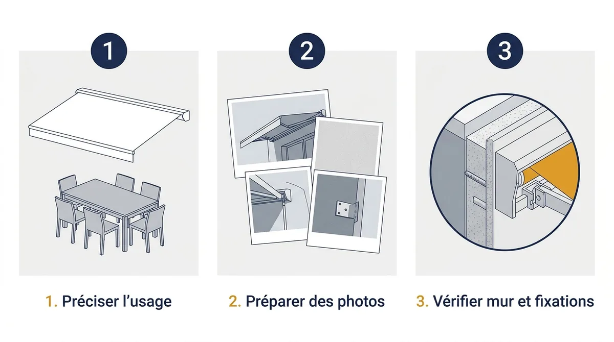 Store banne à Itteville : préparation de l’intervention en trois étapes illustrées