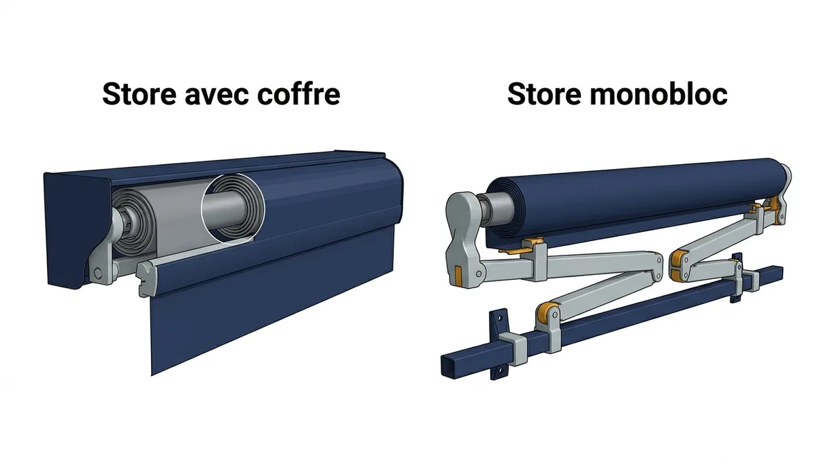 Store banne à La Celle-Saint-Cloud : comparaison du coffre fermé et du monobloc sans coffre intégral