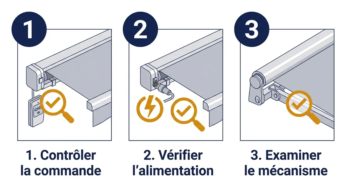 Store banne à La Rochette : trois contrôles de la commande, de l’alimentation et du mécanisme