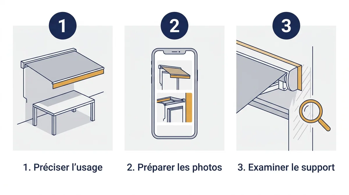 Store banne à Lésigny : préparation en trois étapes, de l’usage à l’examen du support