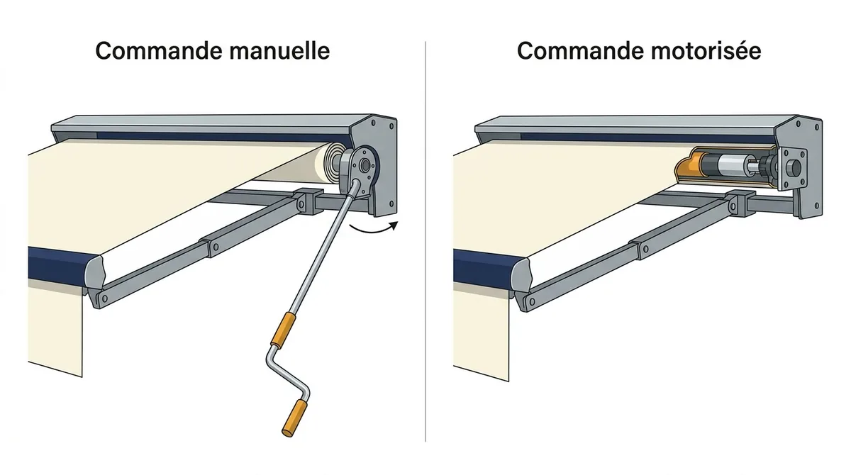 Store banne à Marly-le-Roi : comparaison des commandes manuelle et motorisée