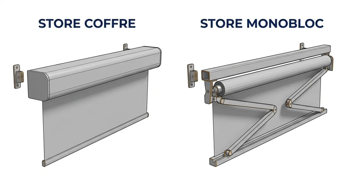 Store banne à Moissy-Cramayel : comparaison des modèles coffre et monobloc