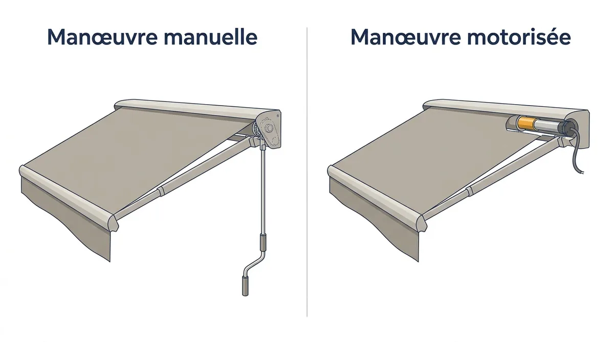 Store banne à Orsay : comparaison des manœuvres à manivelle et motorisée