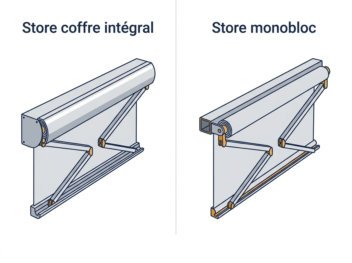 Store banne à Pontault-Combault : comparaison du coffre intégral et du monobloc sans coffre intégral