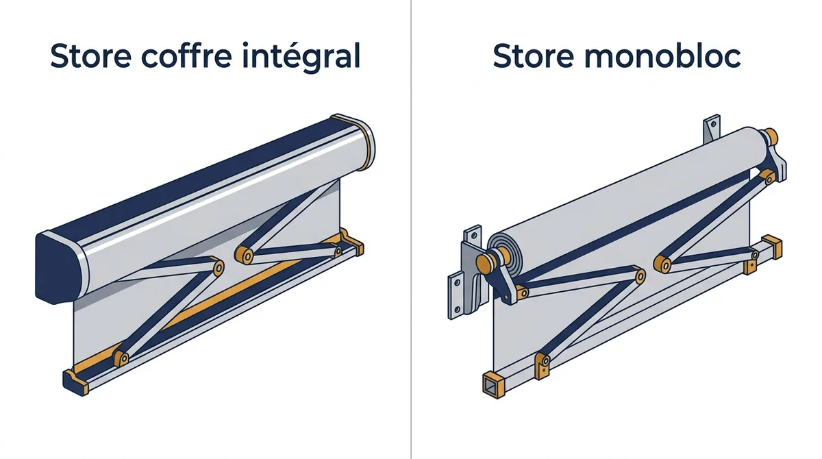 Store banne à Saclay : comparaison du coffre intégral et du monobloc sans coffre