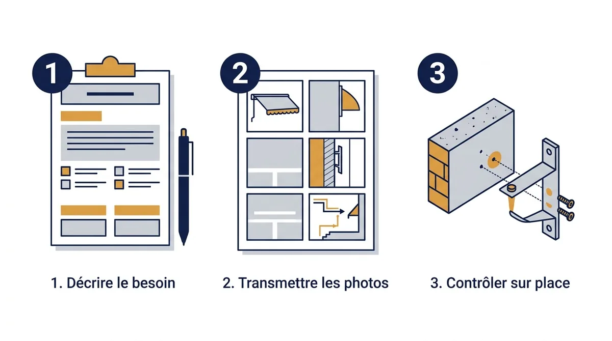 Store banne à Serris : préparation du diagnostic en trois étapes, de la demande au contrôle sur place