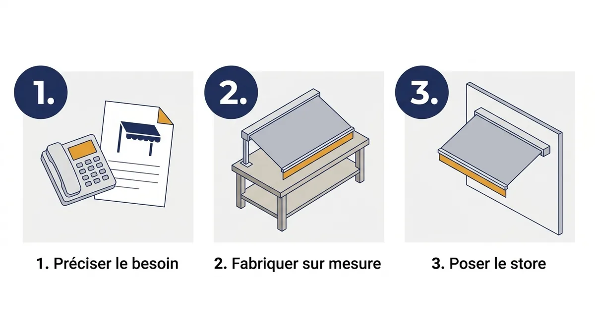 Store banne à Vaires-sur-Marne : trois étapes, du besoin exprimé à la fabrication puis à la pose