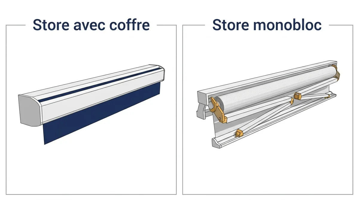 Store banne à Vaux-le-Pénil : comparaison du coffre protecteur et du monobloc sans protection intégrale