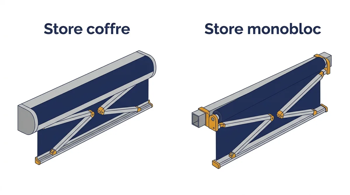 Store banne à Verneuil-sur-Seine : comparaison du coffre protecteur et du monobloc