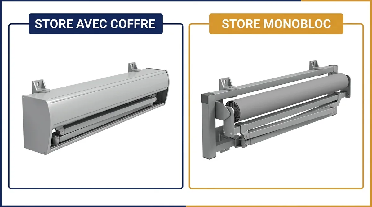 Store banne à Villeneuve-Saint-Georges : comparaison du coffre intégral et du monobloc