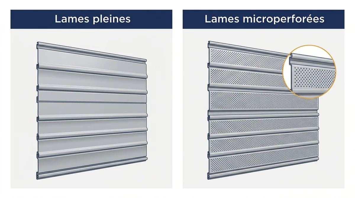 Tablier à Andrésy : comparaison entre lames pleines et lames microperforées