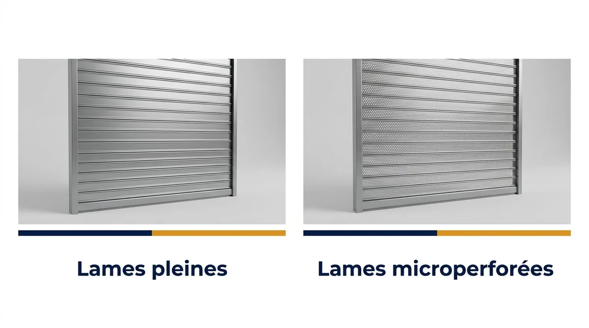 Tablier de rideau métallique à Eaubonne : comparaison des lames pleines et microperforées
