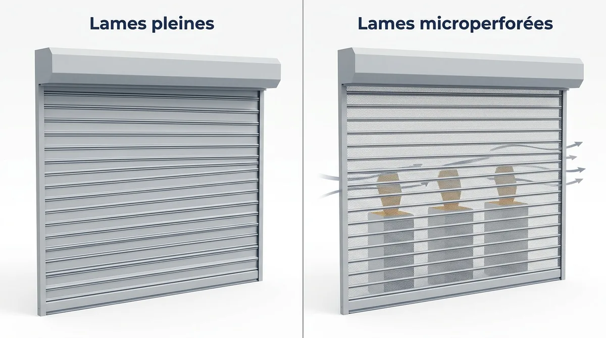 Tablier de rideau métallique à Lizy-sur-Ourcq : comparaison des lames pleines et microperforées