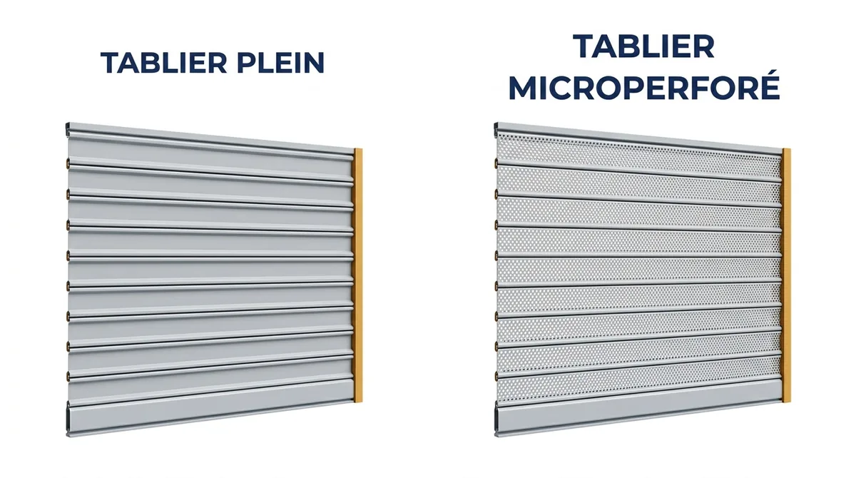 Tablier de rideau métallique à Yerres : comparaison entre lames pleines et microperforées