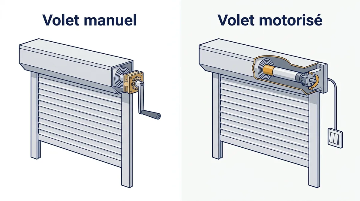 Volet roulant à Châtillon : comparaison entre commande manuelle et motorisation de l’axe