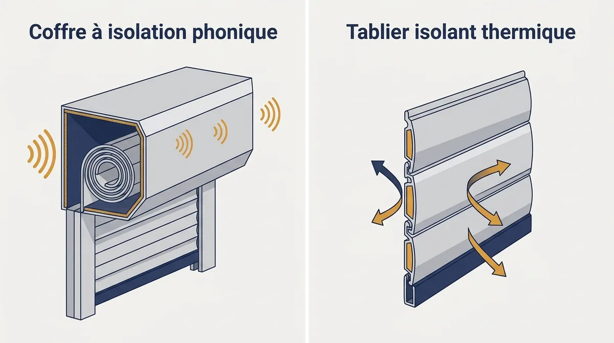 Volet roulant à Clichy : comparaison du coffre à isolation phonique et du tablier isolant thermique
