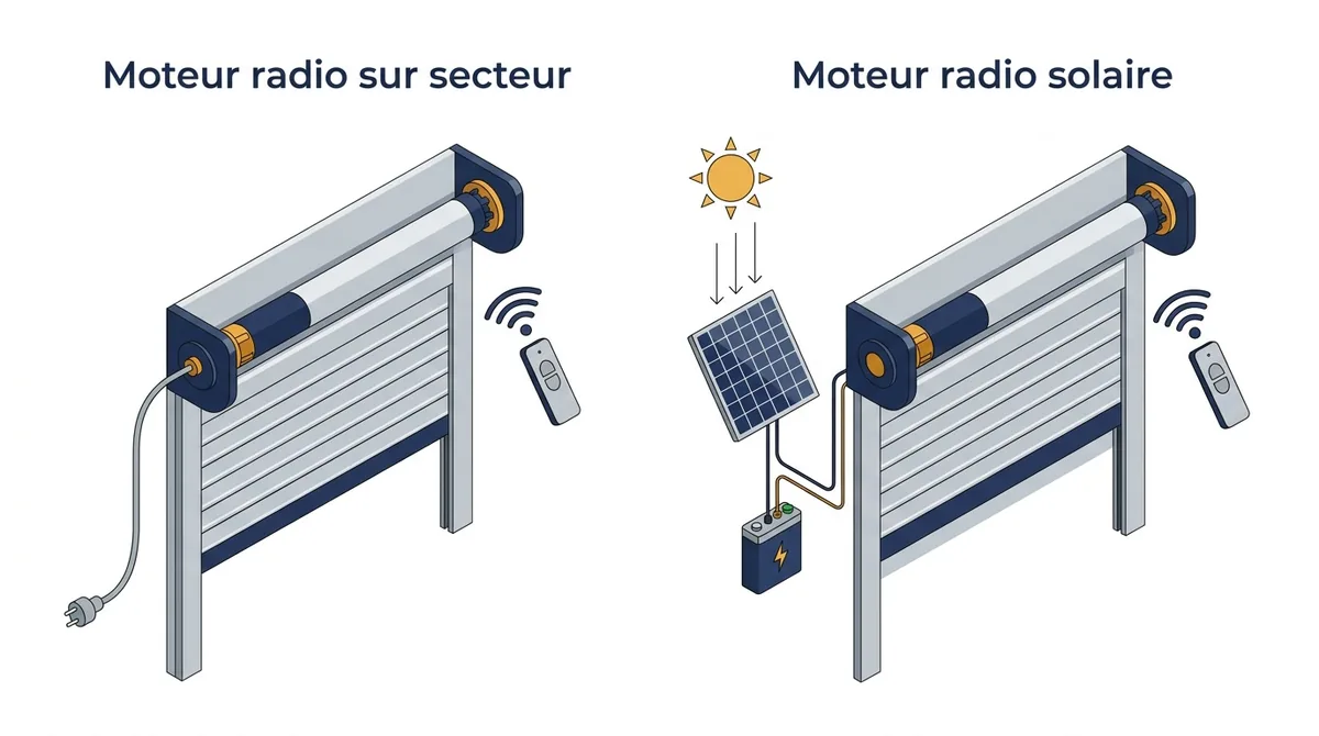 Volet roulant à Eaubonne : comparaison des alimentations secteur et solaire avec commande radio