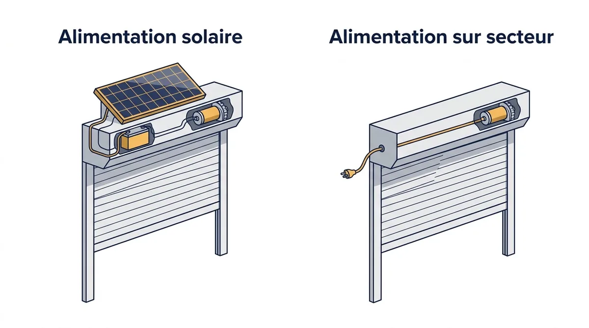 Volet roulant à Éragny-sur-Oise : comparaison des alimentations solaire et sur secteur