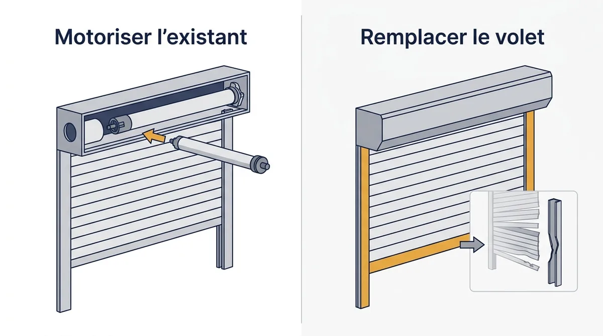 Volet roulant à Les Ulis : comparaison entre motorisation de l’existant et remplacement du volet