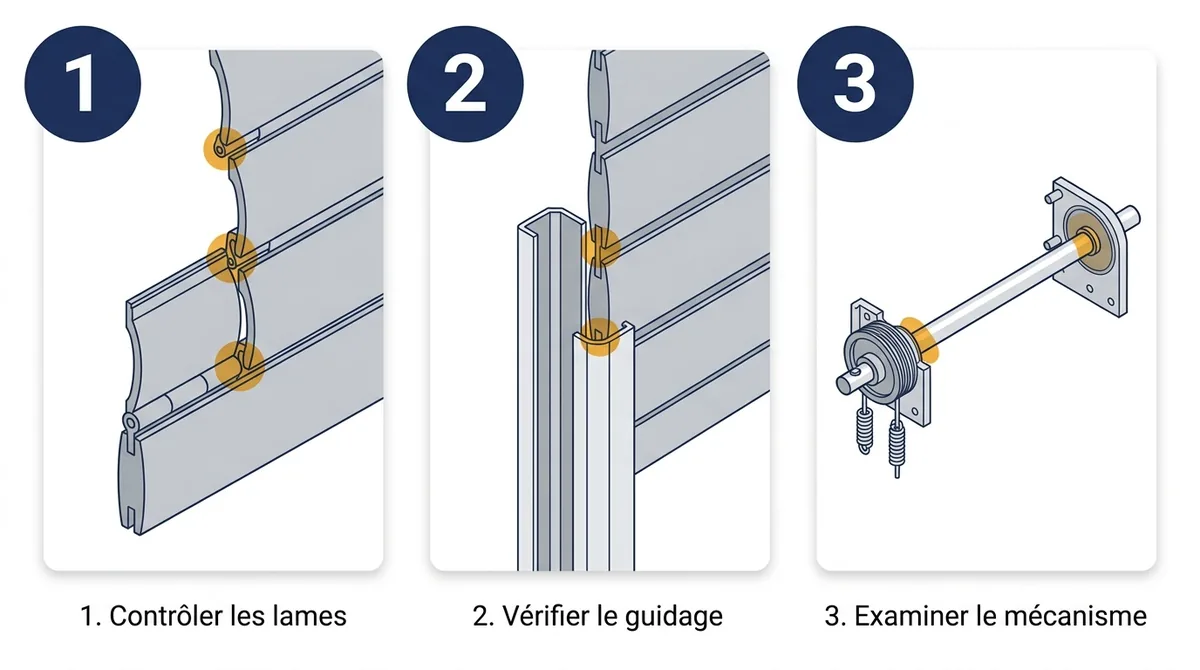 Volet roulant à Linas : trois contrôles des lames, du guidage et du mécanisme avant motorisation