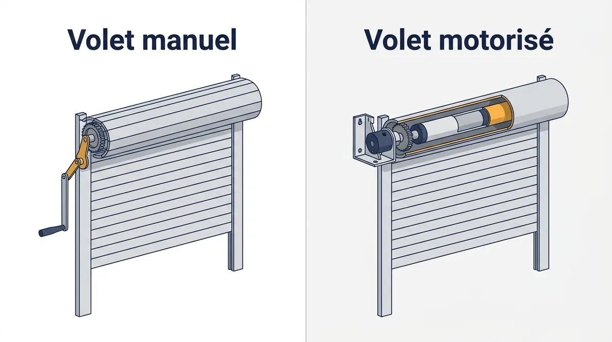 Volet roulant à Palaiseau : comparaison du mécanisme manuel et de sa transformation motorisée