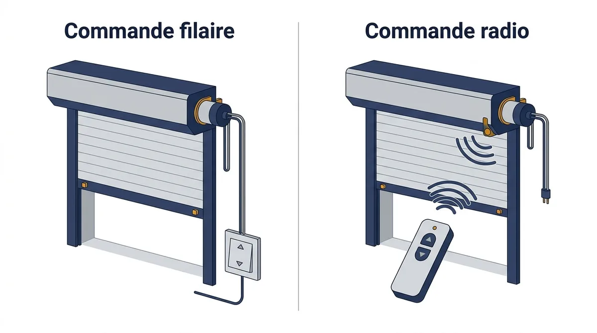 Volet roulant à Versailles : comparaison des commandes filaire et radio avec alimentation du moteur