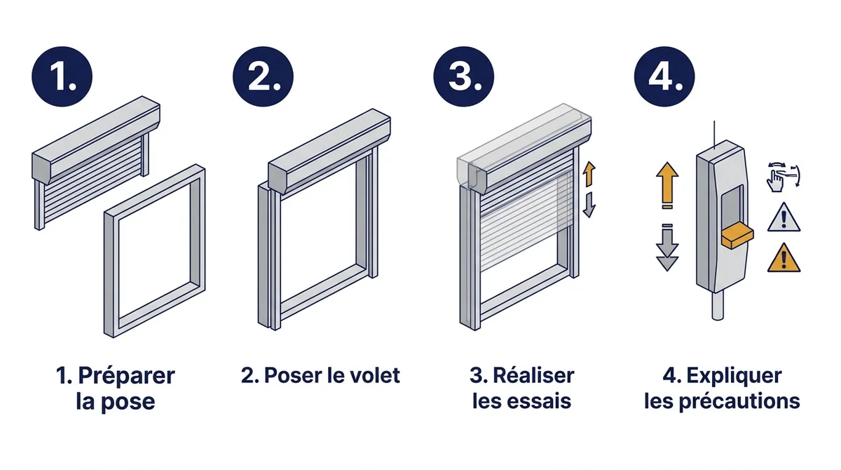Volet roulant à Villejuif : préparation, pose, essais et explication des précautions d'utilisation