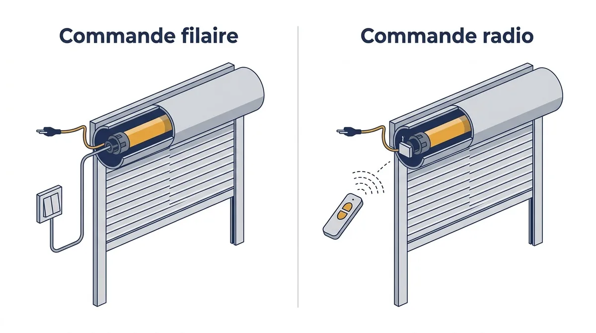 Volet roulant à Vincennes : comparaison des commandes filaire et radio, avec alimentation dans les deux cas