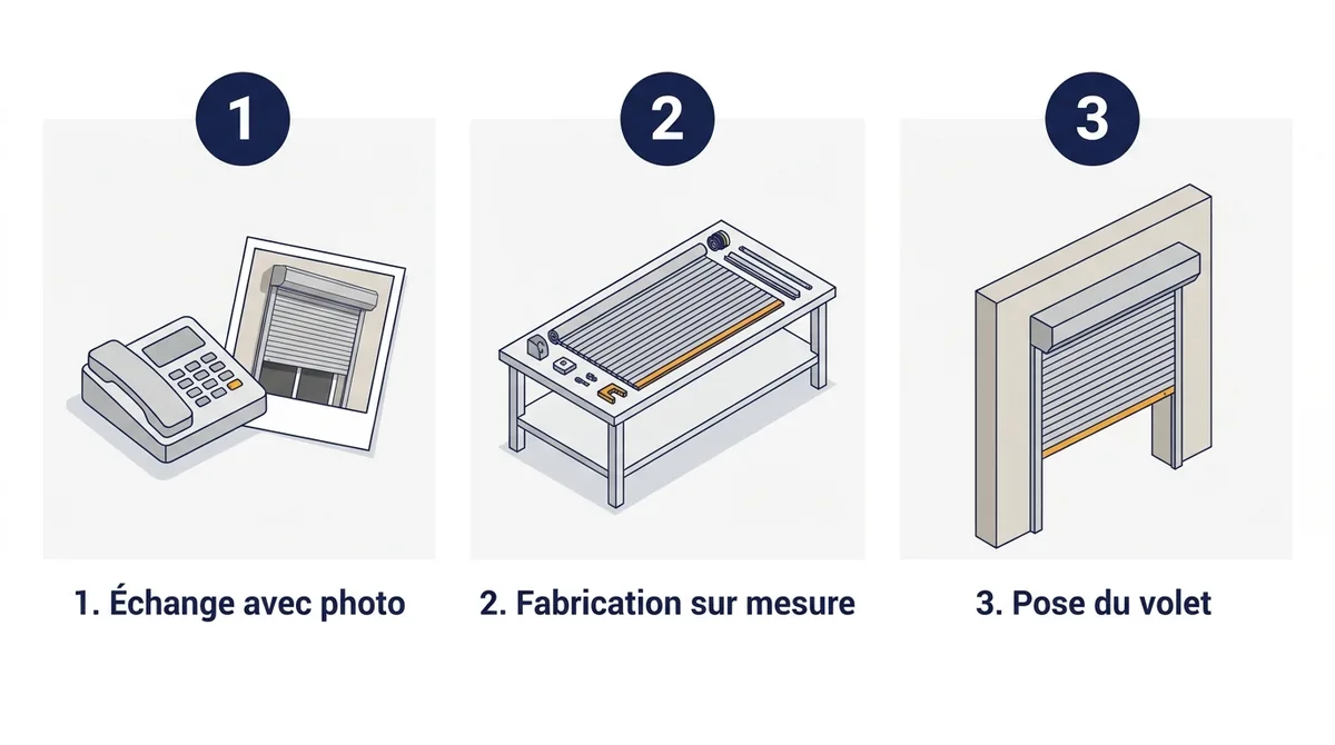 Volet roulant sur mesure à Villeneuve-le-Roi : échange avec photo, fabrication et pose